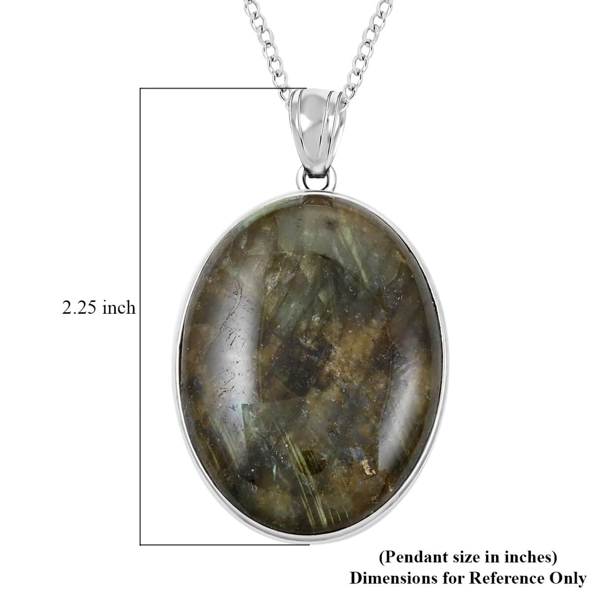 Labradorite Pendant Necklace 18 Inches in Silvertone 15.30 ctw image number 5