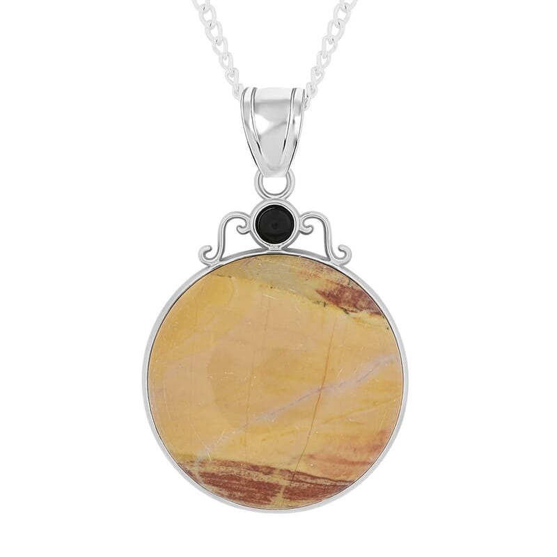 Labradorite and Multi Gemstone Pendant Necklace 18 Inches in Silvertone 11.10 ctw