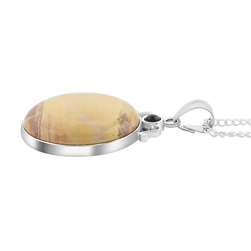 Labradorite and Multi Gemstone Pendant Necklace 18 Inches in Silvertone 11.10 ctw