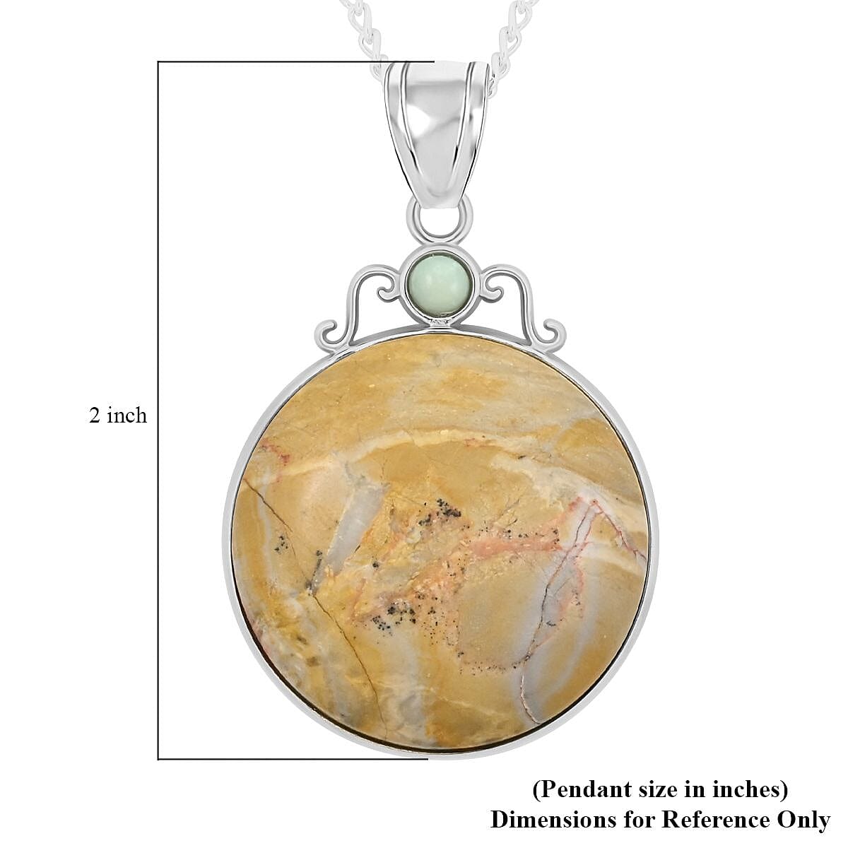 Labradorite and Obsidian Pendant Necklace 18 Inches in Silvertone 10.70 ctw