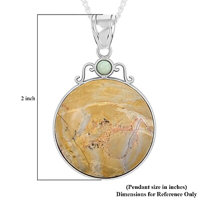 Labradorite and Obsidian Pendant Necklace 18 Inches in Silvertone 10.70 ctw