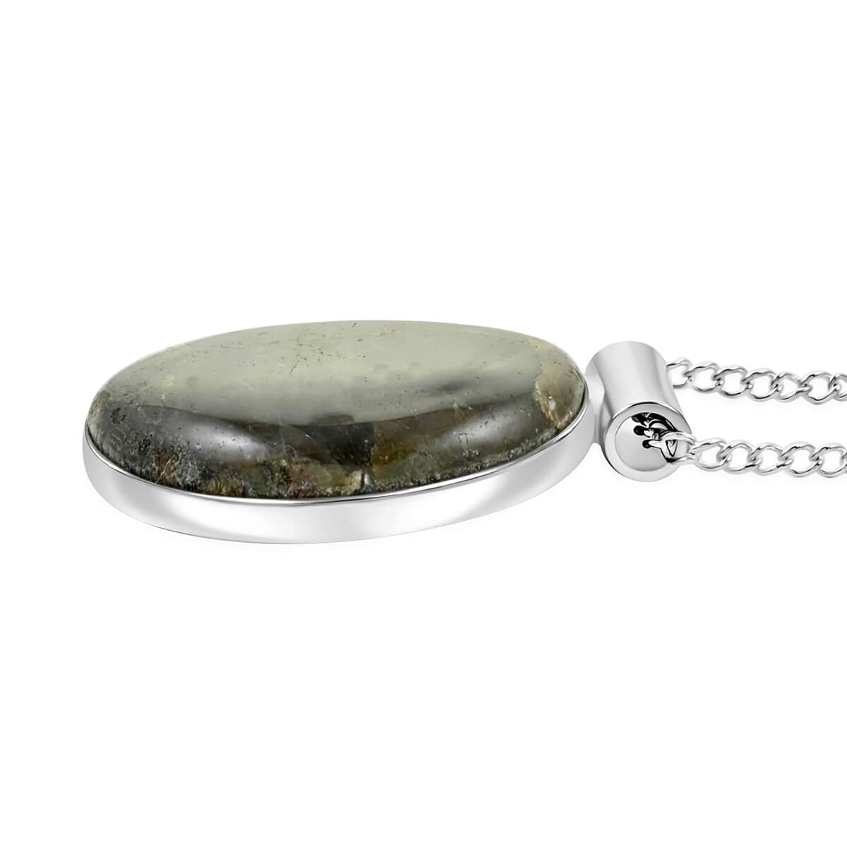 Labradorite Round Pendant Necklace 18 Inches in Silvertone 14.00 ctw image number 3