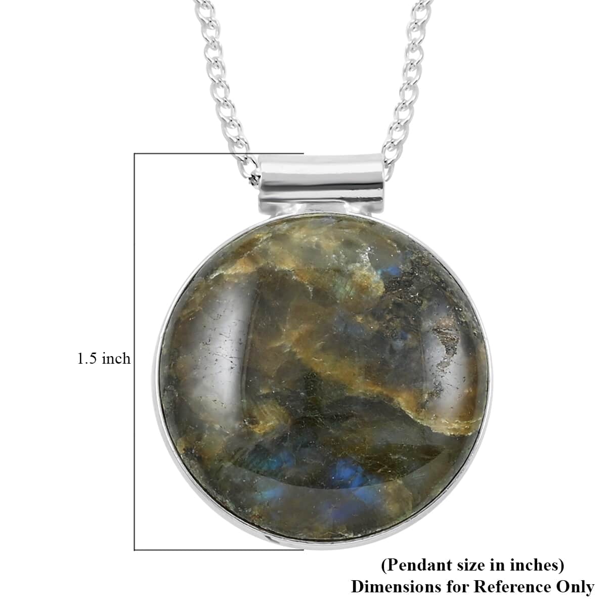 Labradorite Pendant Necklace 18 Inches in Silvertone 14.40 ctw image number 4