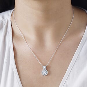 Moissanite Pendant Necklace 20 Inches in Platinum Over Sterling Silver 1.60 ctw