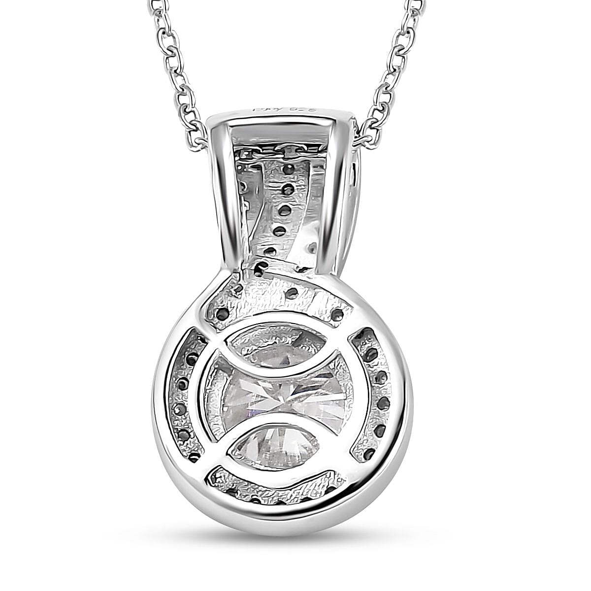 Moissanite Pendant Necklace 20 Inches in Platinum Over Sterling Silver 1.60 ctw