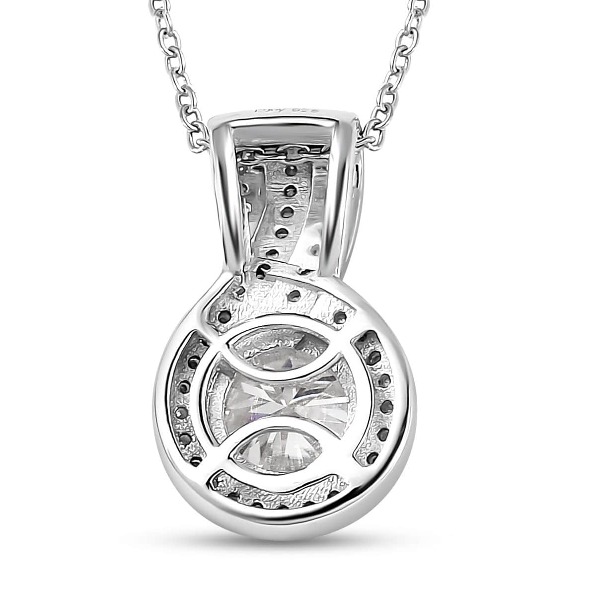 Moissanite Pendant Necklace 20 Inches in Platinum Over Sterling Silver 1.60 ctw image number 5