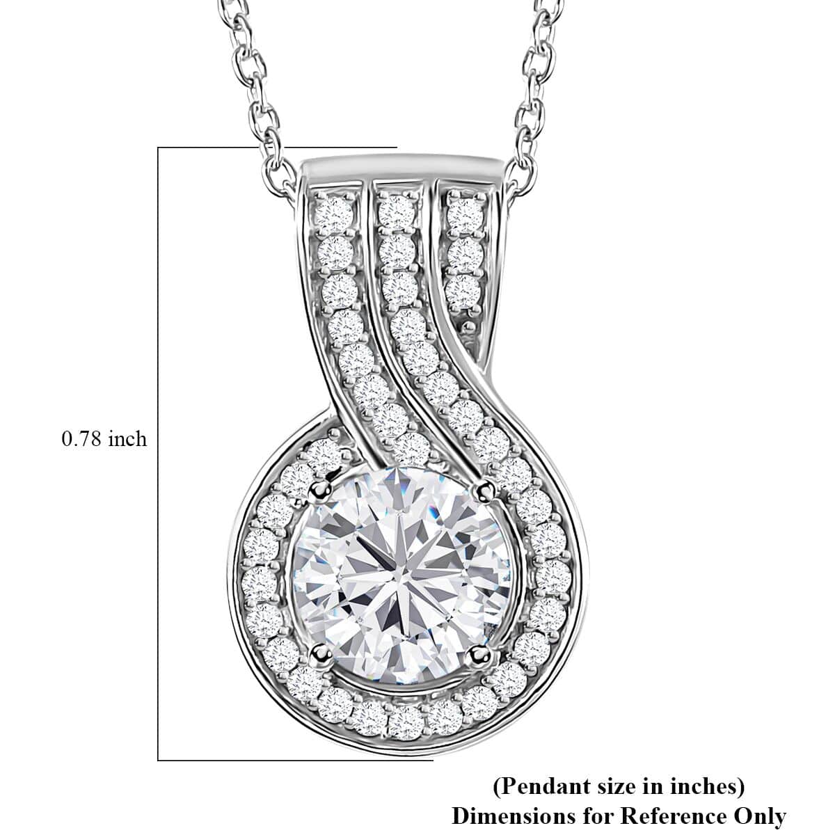 Moissanite Pendant Necklace 20 Inches in Platinum Over Sterling Silver 1.60 ctw image number 7