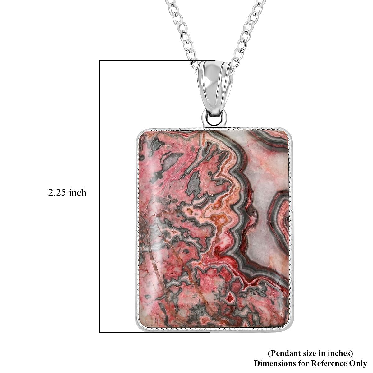 Red Jasper Rectangular Pendant Necklace 20 Inches in Silvertone 45.00 ctw
