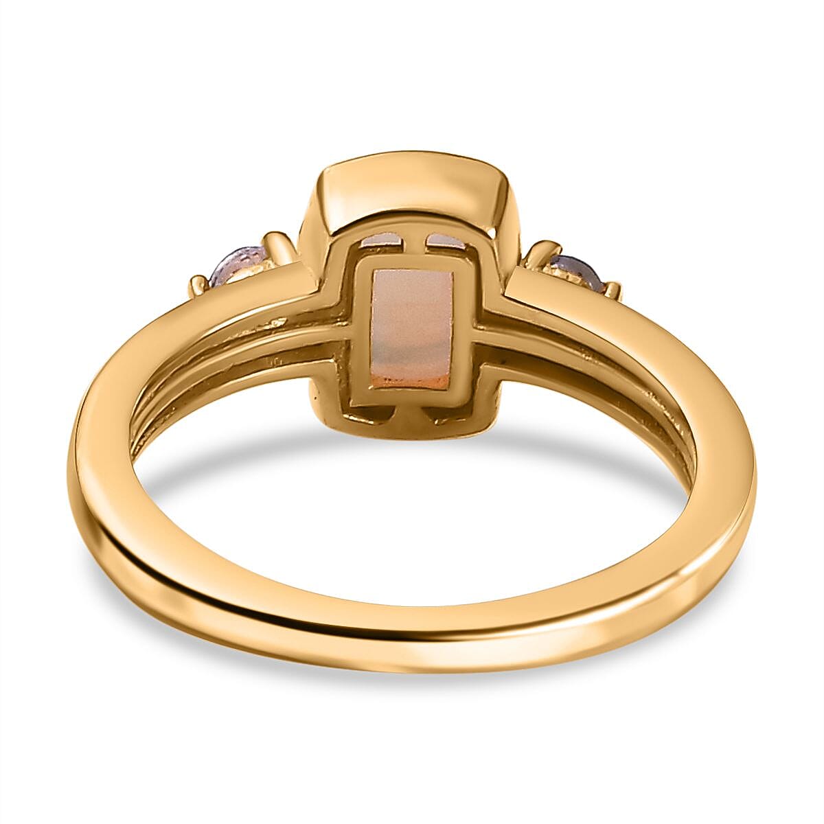 Ethiopian Welo Opal and Tanzanite 1.38 ctw Ring (Size 8.0) and Pendant in Vermeil Yellow Gold Over Sterling Silver
