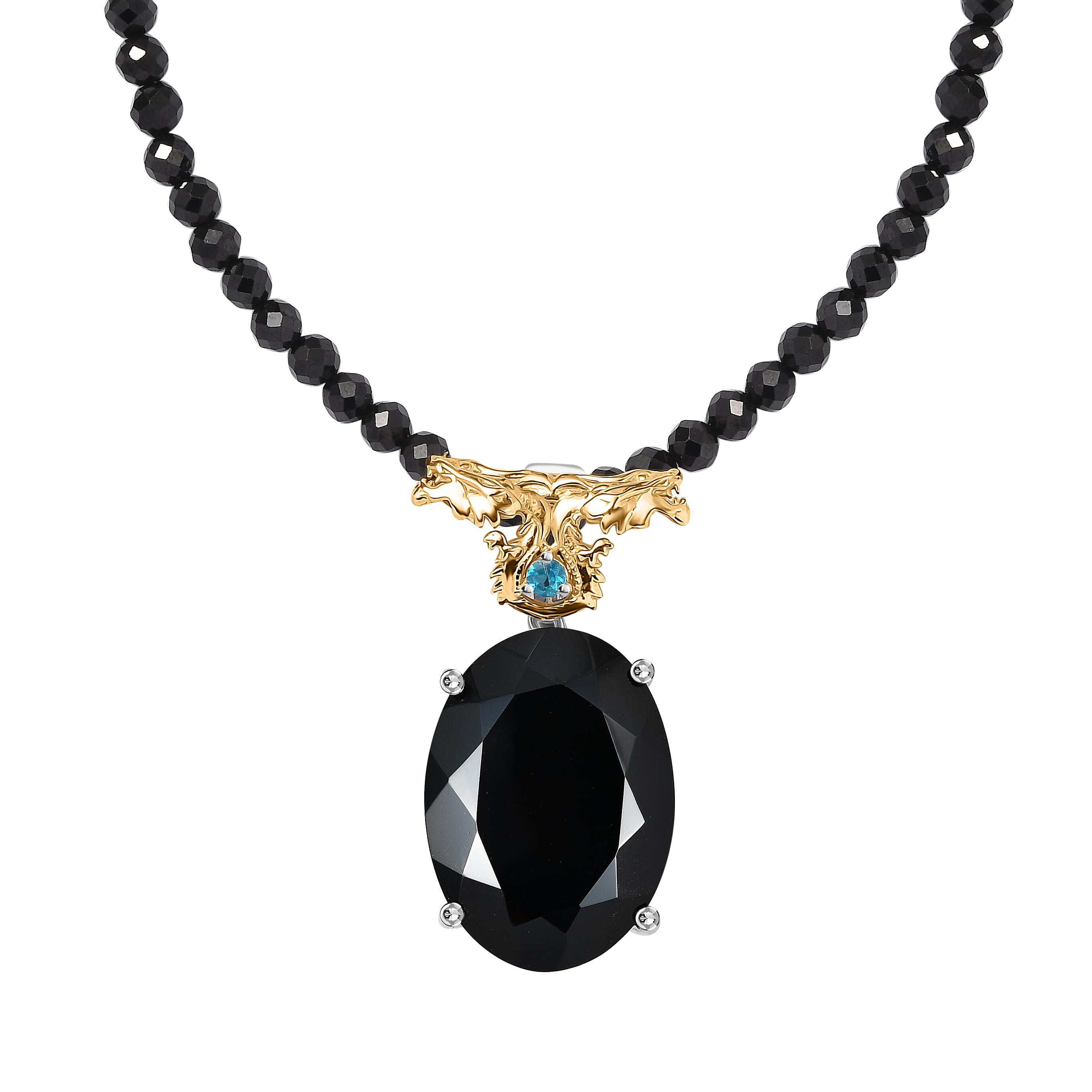 Buy Thai Black Spinel and Malgache Neon Apatite Dragon Pendant