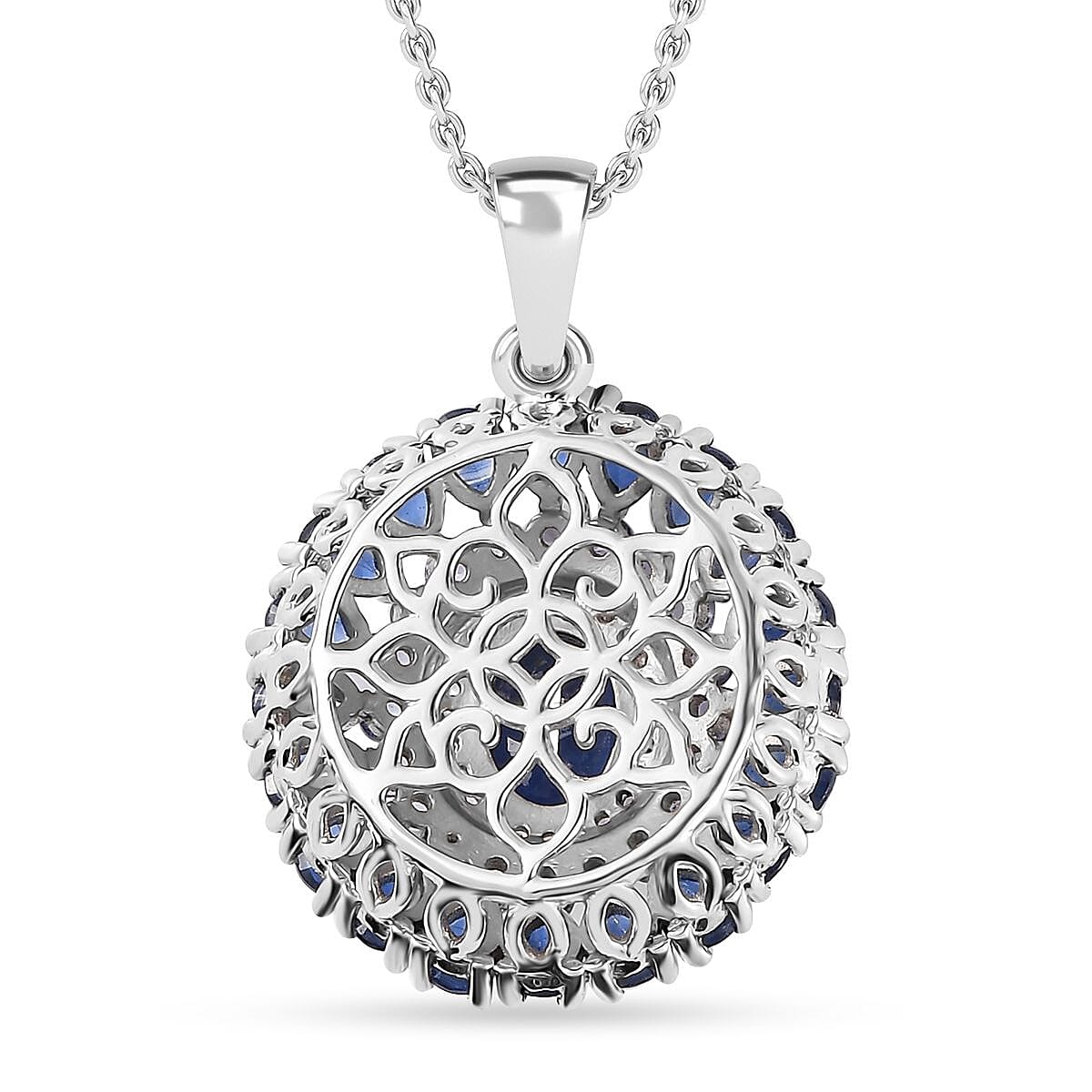 Kashmir kyanite and Multi Gemstone Cocktail Pendant Necklace 20 Inches in Platinum Over Sterling Silver 7.25 ctw