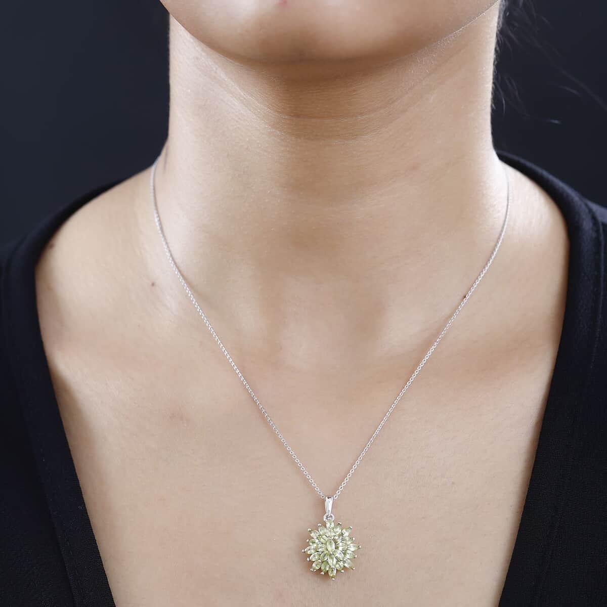 Premium Sphene Sparkle Pendant Necklace 20 Inches in Rhodium Over Sterling Silver 2.25 ctw image number 2