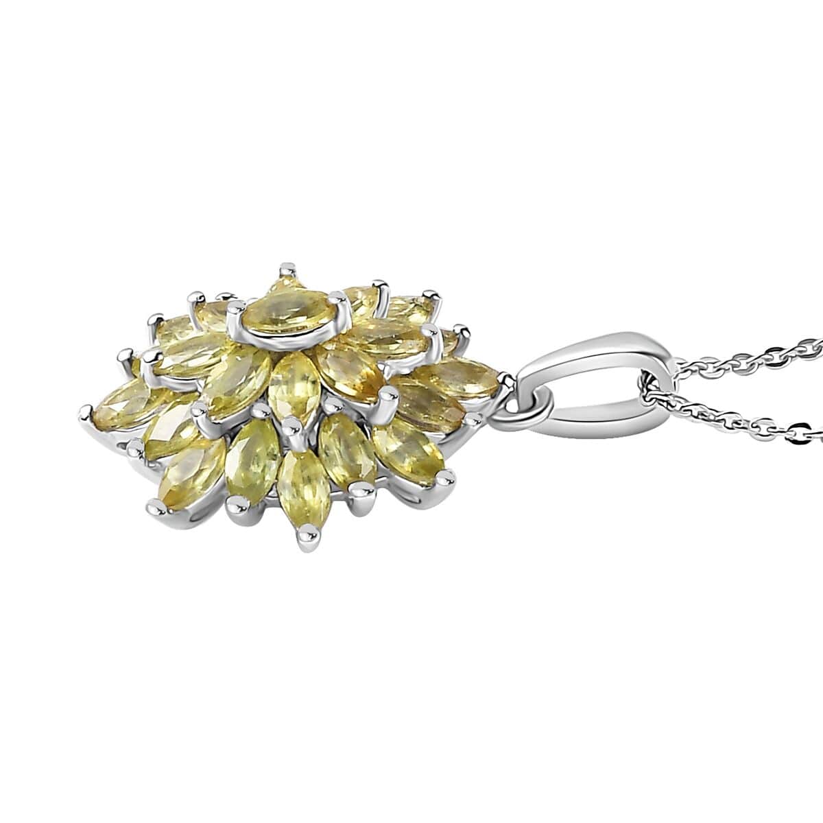 Premium Sphene Sparkle Pendant Necklace 20 Inches in Rhodium Over Sterling Silver 2.25 ctw image number 3