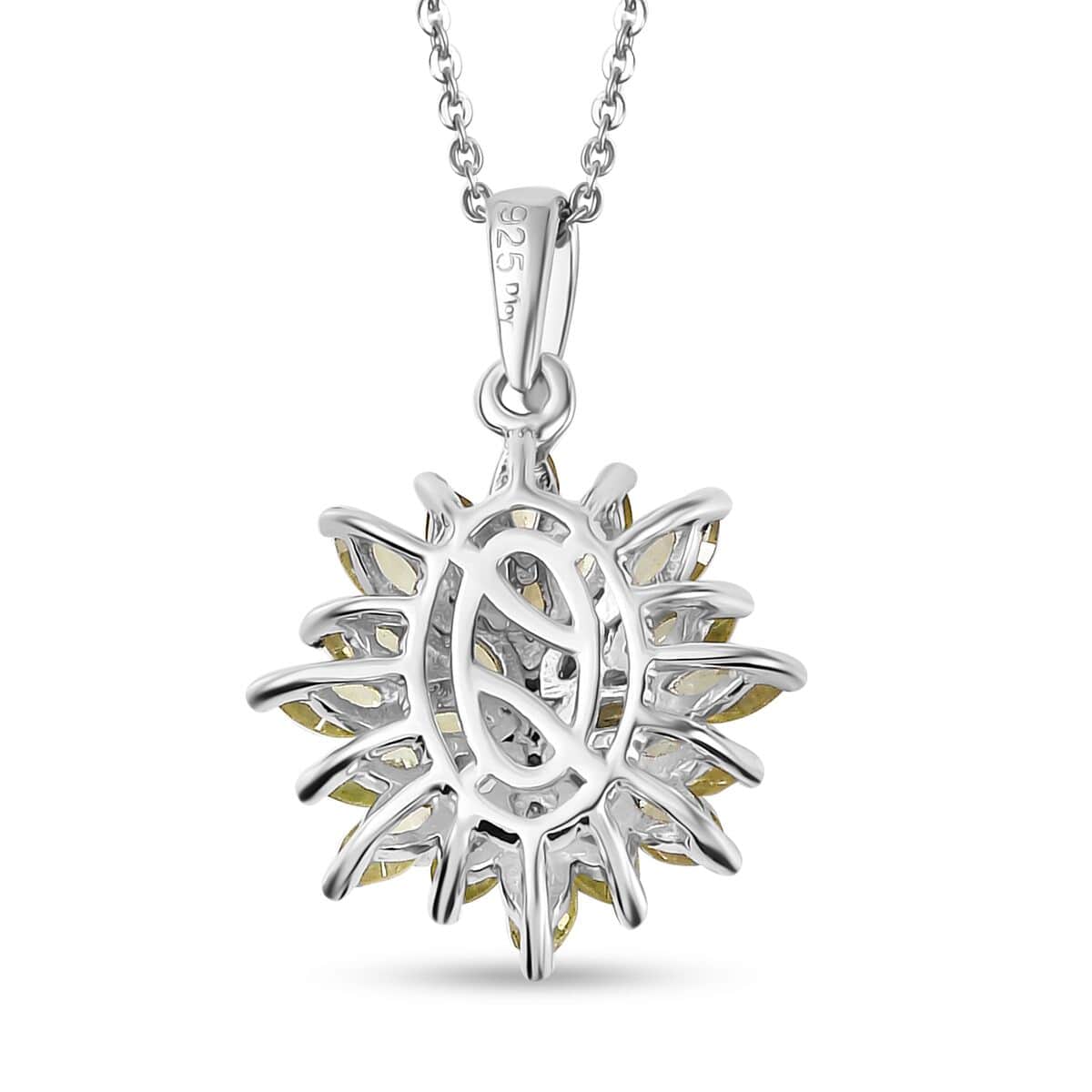 Premium Sphene Sparkle Pendant Necklace 20 Inches in Rhodium Over Sterling Silver 2.25 ctw image number 4
