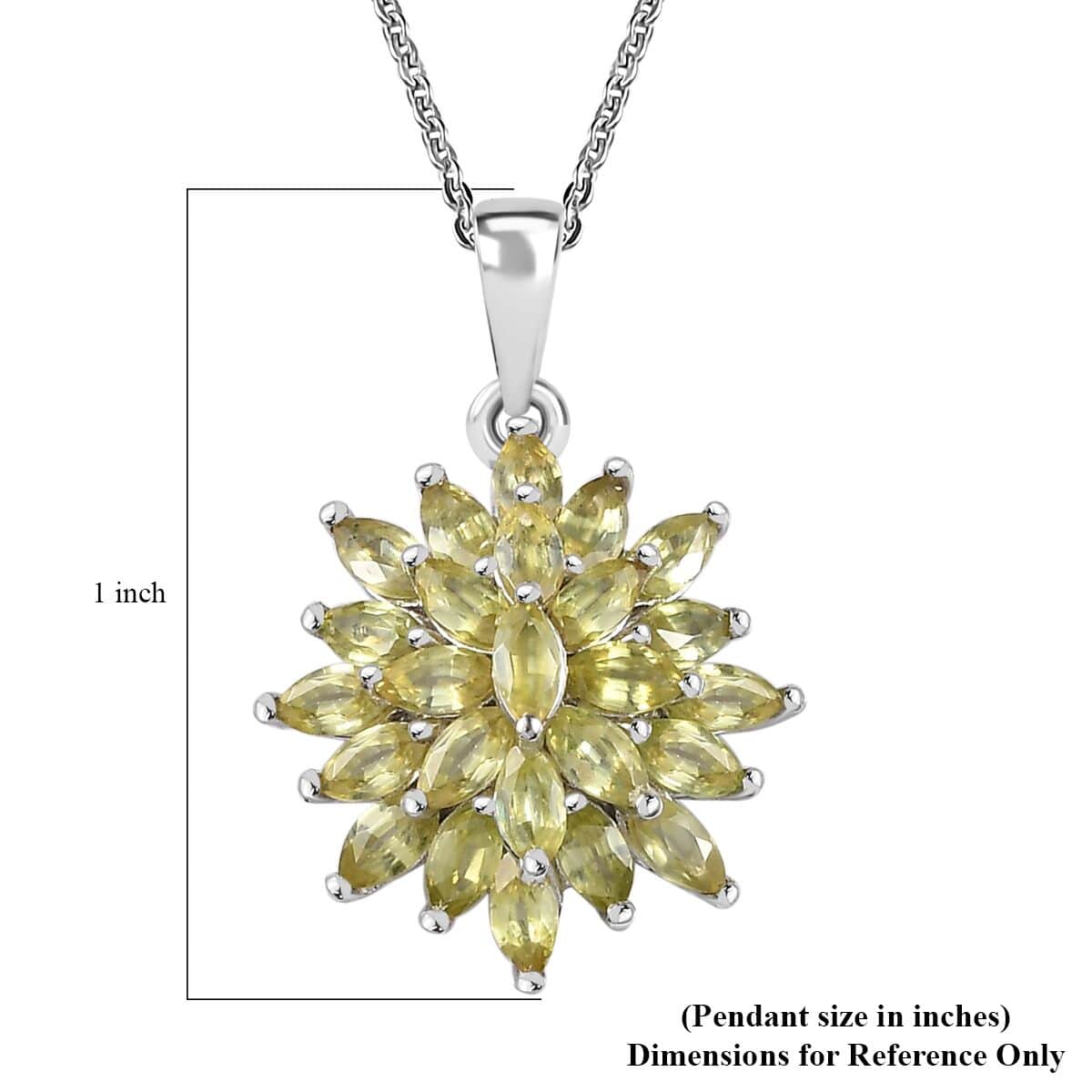 Premium Sphene Sparkle Pendant Necklace 20 Inches in Rhodium Over Sterling Silver 2.25 ctw image number 6