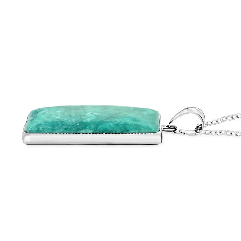 Rainforest Jasper Pendant Necklace 20 Inches in Silvertone 45.00 ctw