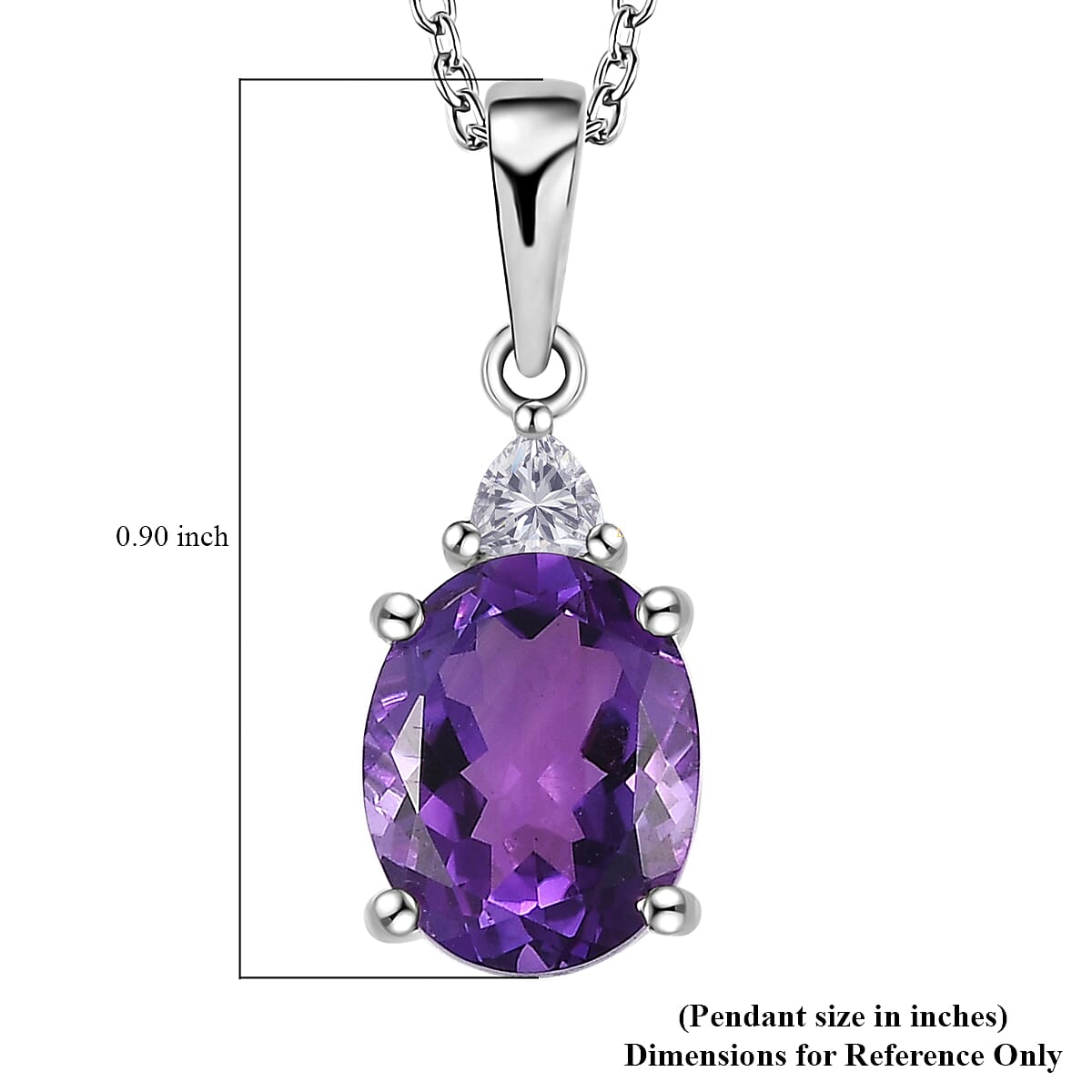 Premium Moroccan Amethyst and White Zircon Pendant Necklace 20 Inches in Rhodium Over Sterling Silver 2.65 ctw