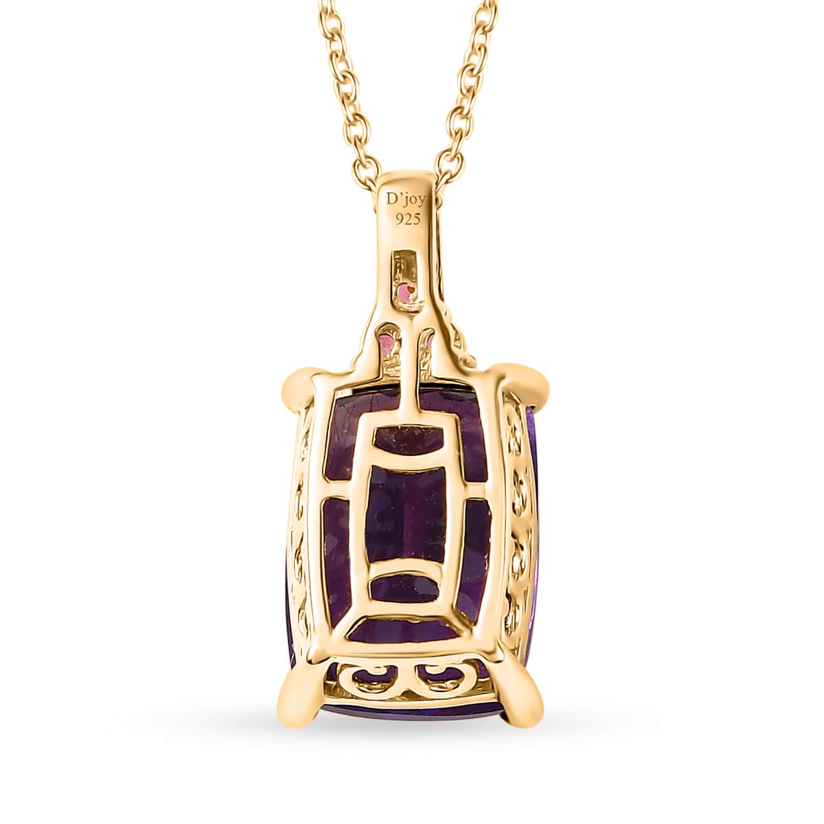 AAA Moroccan Amethyst and Ofiki Rubellite Pendant Necklace 20 Inches in 18K Vermeil Yellow Gold Over Sterling Silver 7.00 ctw image number 4