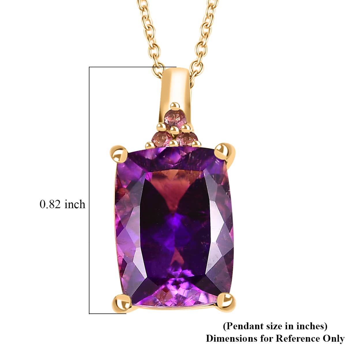 AAA Moroccan Amethyst and Ofiki Rubellite Pendant Necklace 20 Inches in 18K Vermeil Yellow Gold Over Sterling Silver 7.00 ctw image number 5