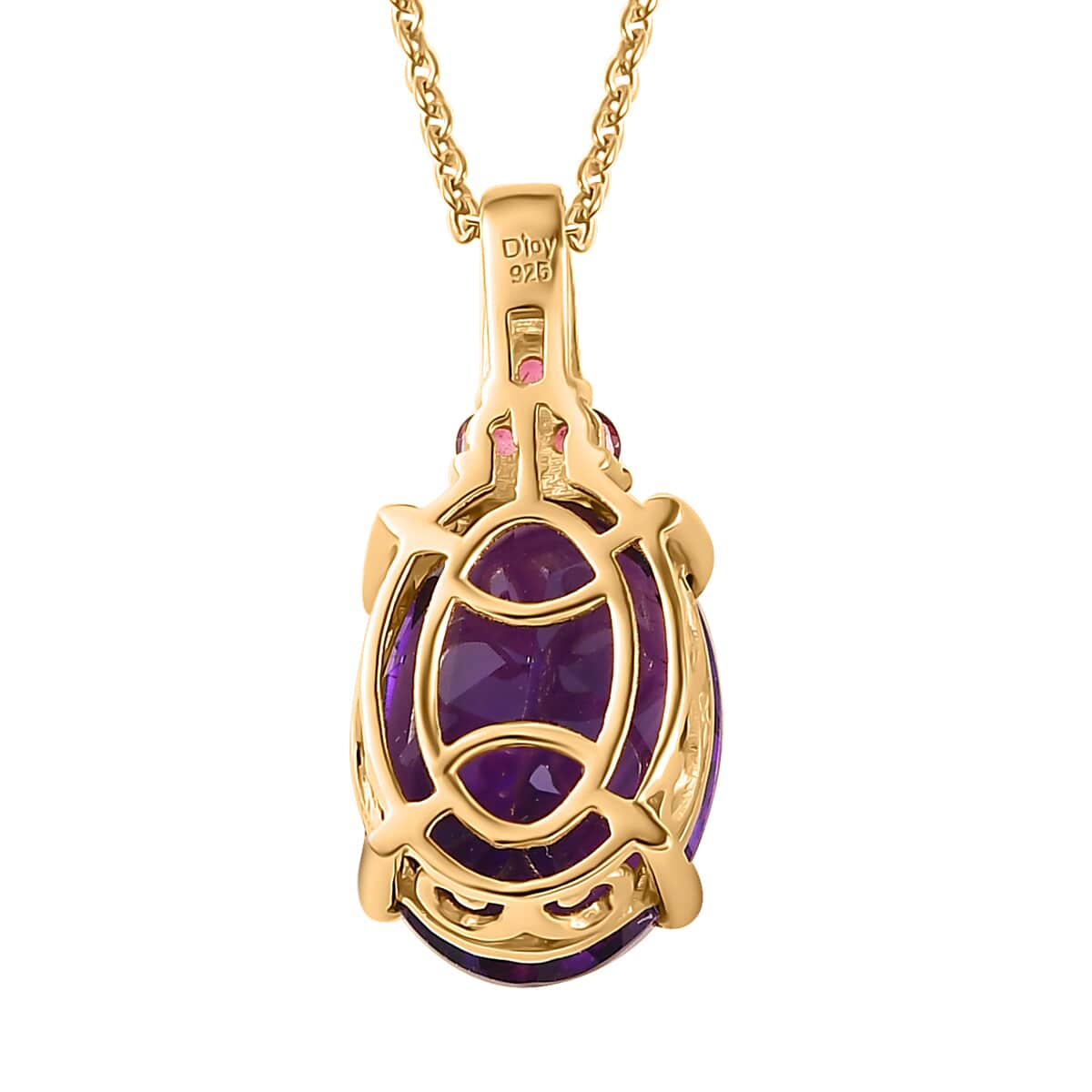 AAA Moroccan Amethyst and Ofiki Rubellite Pendant Necklace 20 Inches 18K Vermeil Yellow Gold Over Sterling Silver 6.15 ctw image number 4