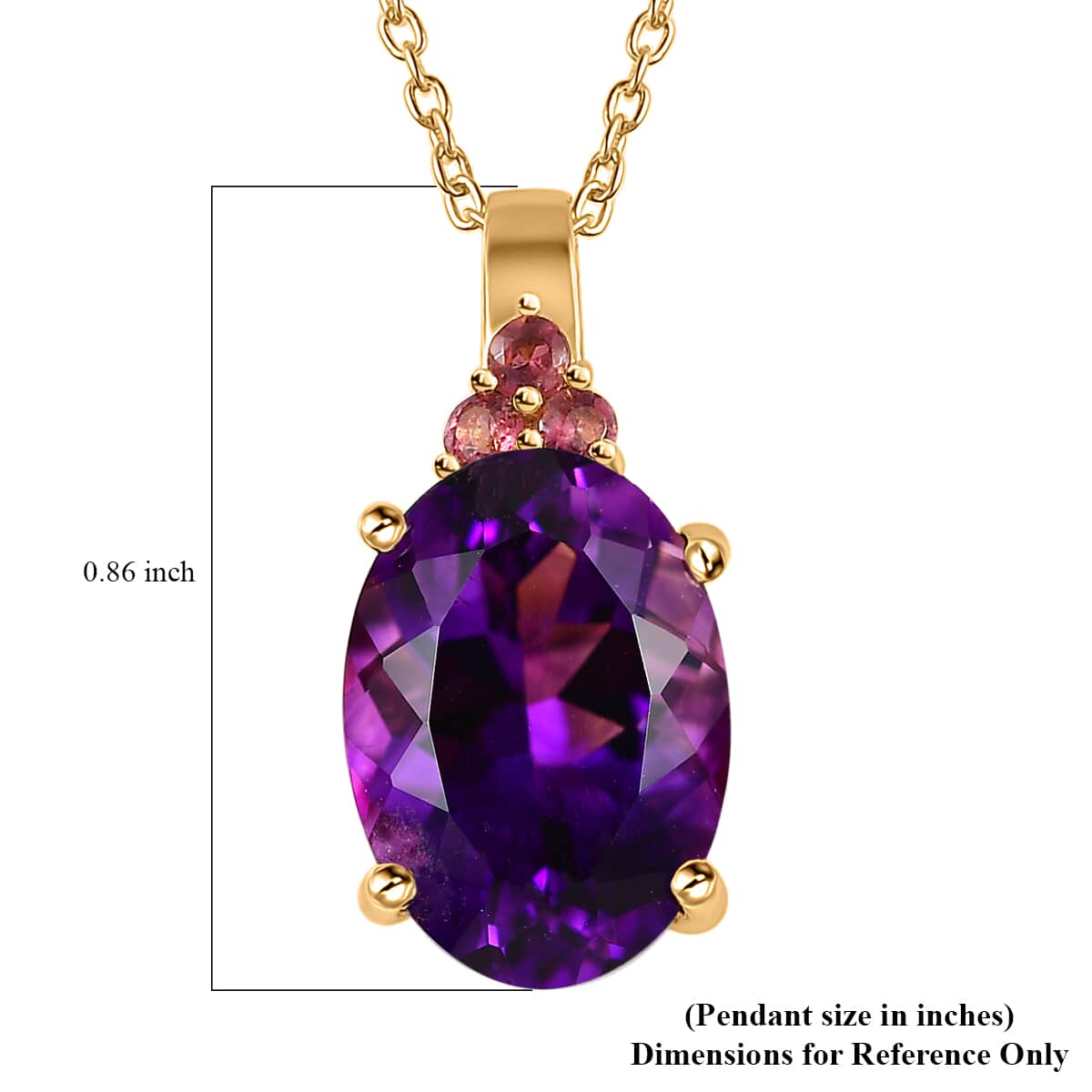 AAA Moroccan Amethyst and Ofiki Rubellite Pendant Necklace 20 Inches 18K Vermeil Yellow Gold Over Sterling Silver 6.15 ctw image number 6