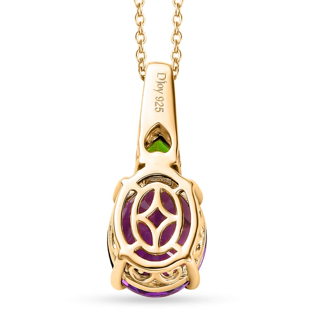 Premium Moroccan Amethyst and Chrome Diopside Pendant Necklace 20 Inches in 18K Vermeil Yellow Gold Over Sterling Silver 3.80 ctw image number 4