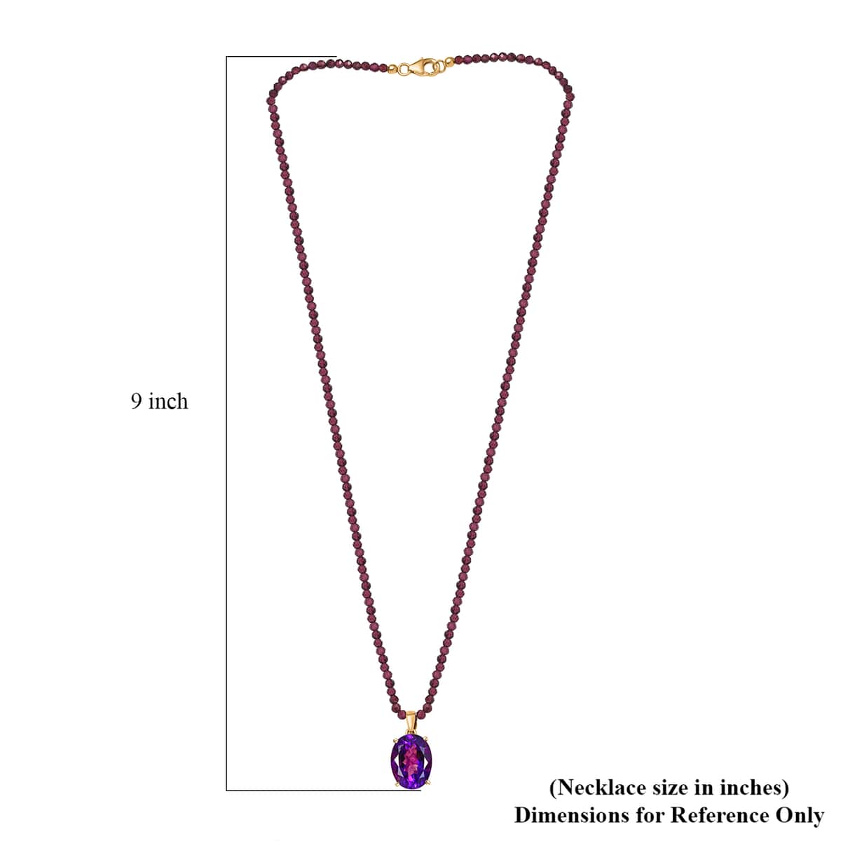 AAA Moroccan Amethyst Pendant with Orissa Rhodolite Garnet Beaded Necklace 20 Inches in 18K Vermeil Yellow Gold Over Sterling Silver 79.00 ctw image number 5