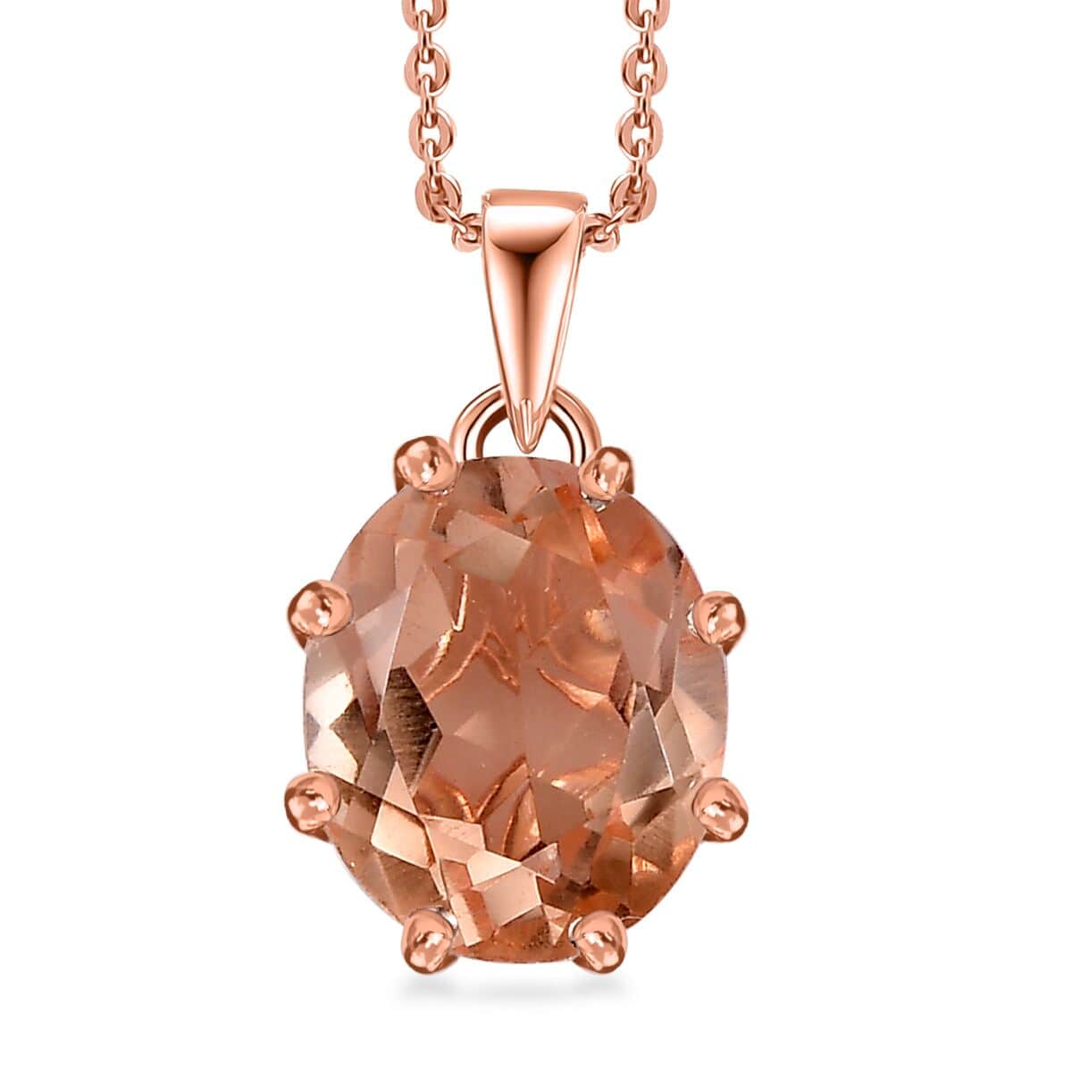 Morganique Quartz (Triplet) Solitaire Pendant Necklace 20 Inches in 18K Vermeil Rose Gold Over Sterling Silver 5.10 ctw image number 0