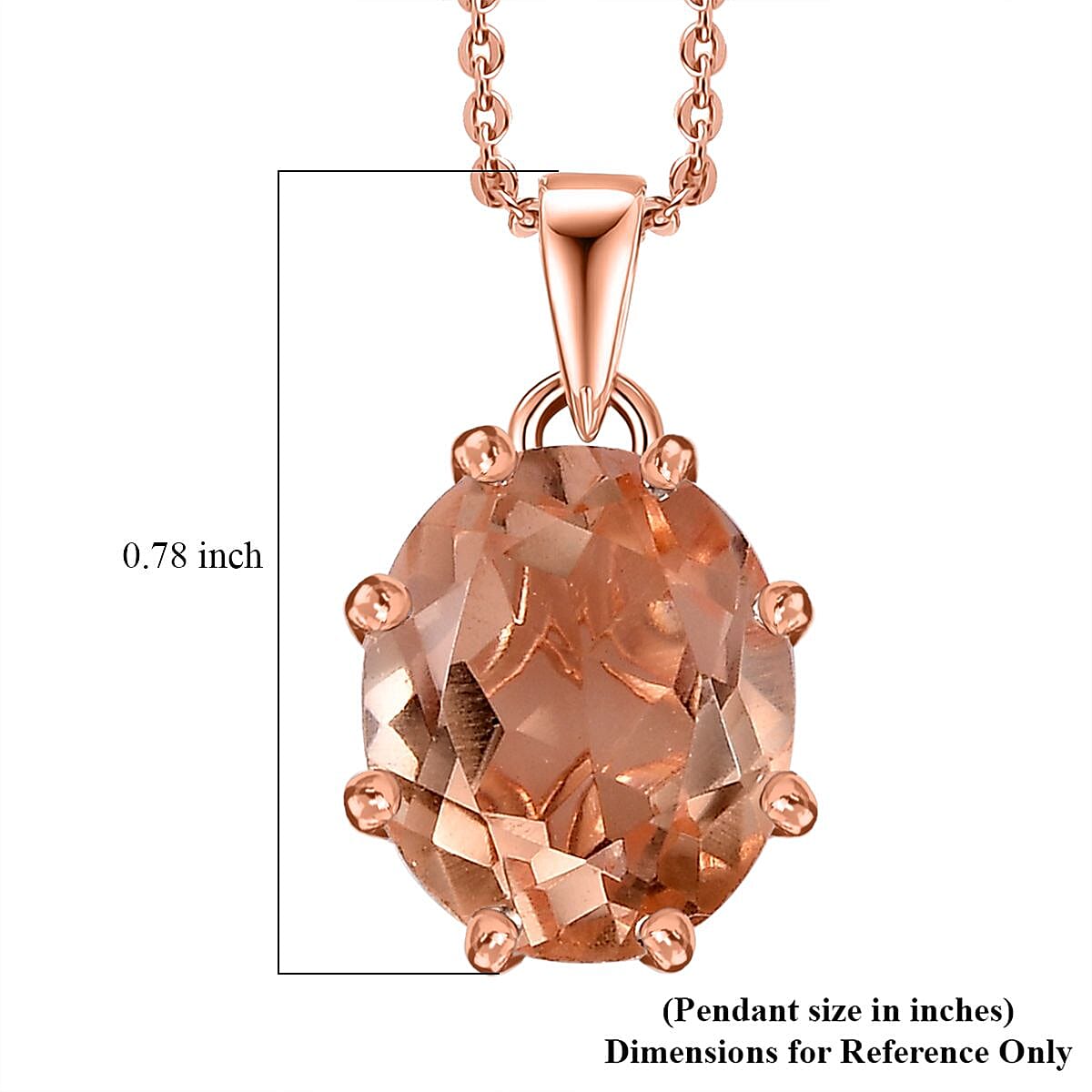 Morganique Quartz (Triplet) Solitaire Pendant Necklace 20 Inches in 18K Vermeil Rose Gold Over Sterling Silver 5.10 ctw