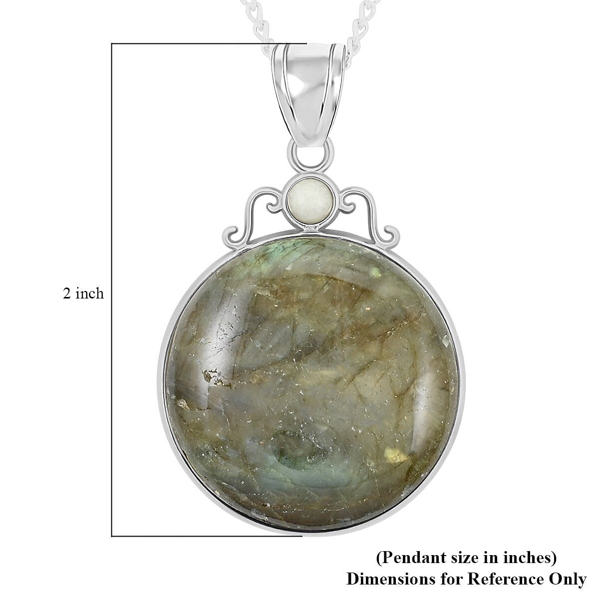 Labradorite and Multi Gemstone Coyote Moon & Sun Pendant Necklace 18 Inches in Silvertone 8.40 ctw image number 6