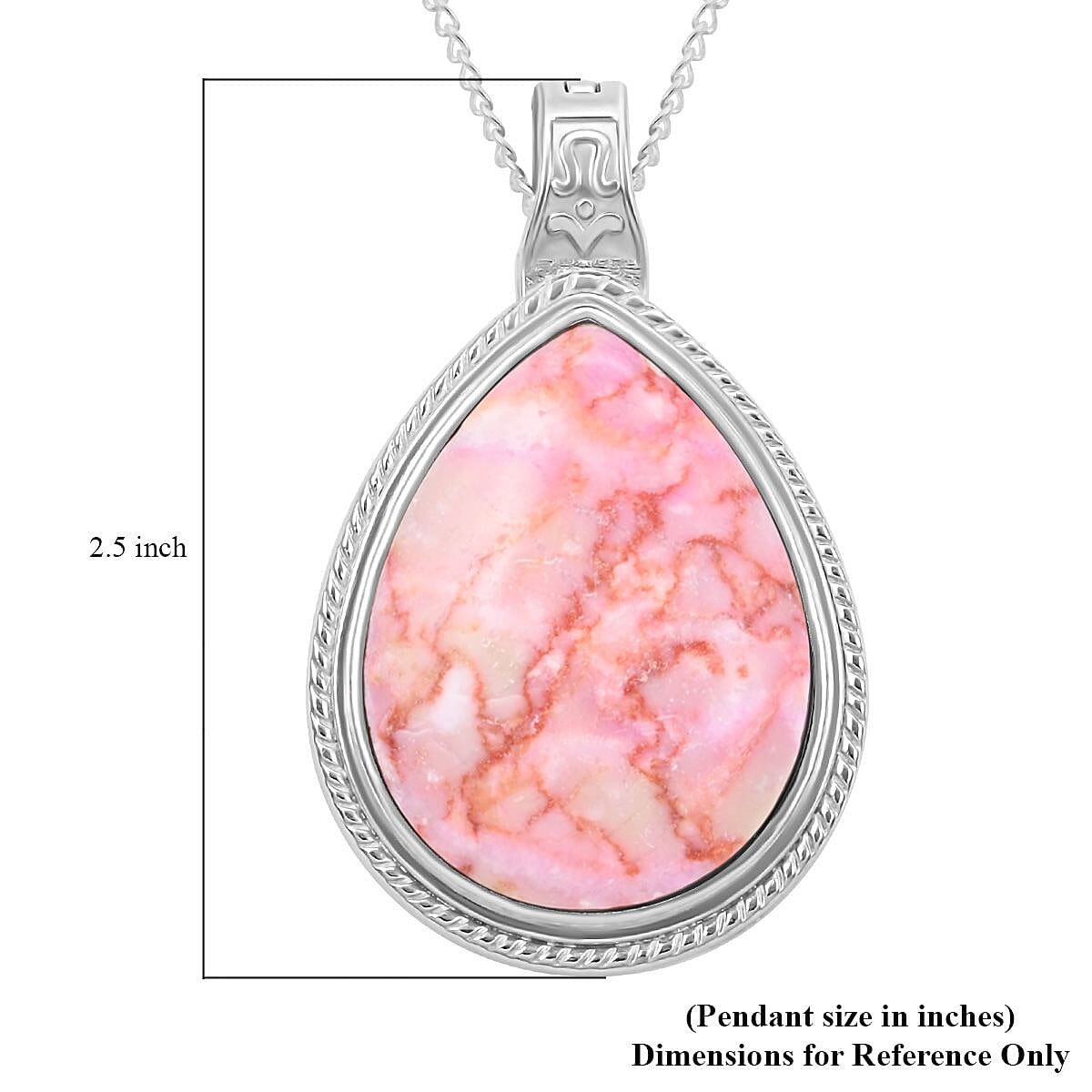 Pink Matrix Jasper Drop Magnetic Pendant Necklace 18 Inches in Silvertone 20.10 ctw image number 5