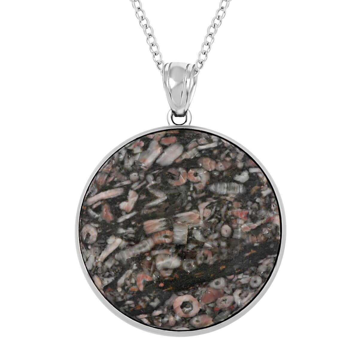 Rhodocrosite Pendant Necklace 18 Inches in Silvertone 10.00 ctw image number 0