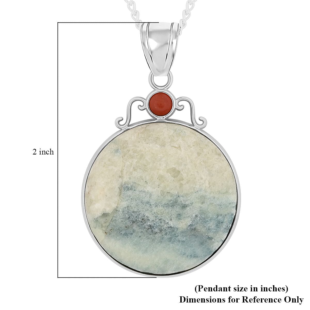 Aquamarine Quartz and Agate Pendant Necklace 18 Inches in Silvertone 12.90 ctw