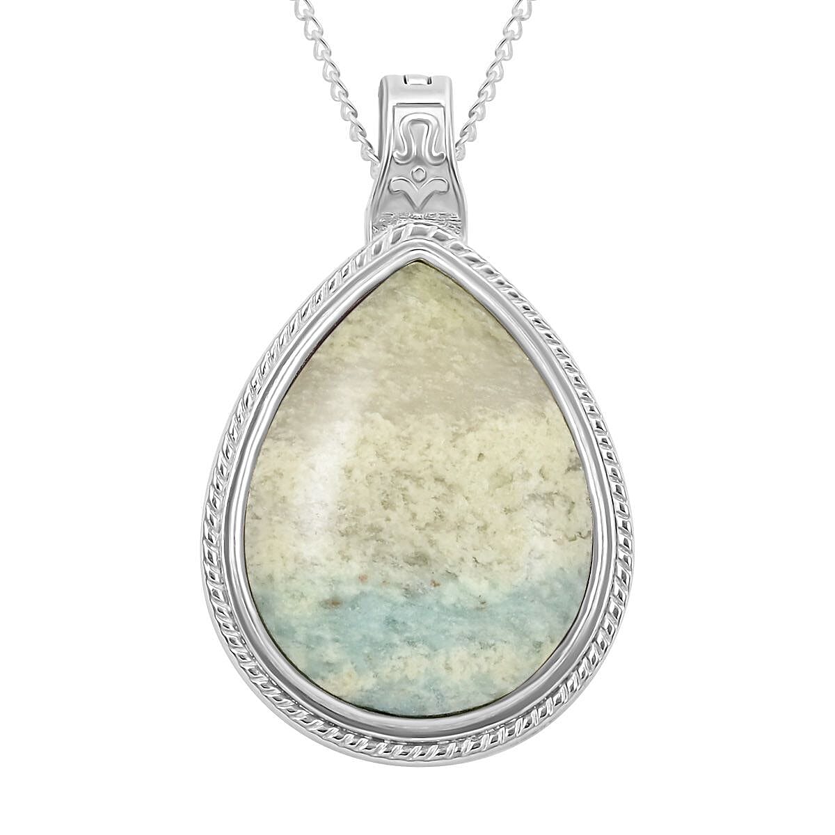 Aquamarine Quartz Drop Magnetic Pendant Necklace 18 Inches in Silvertone 22.40 ctw
