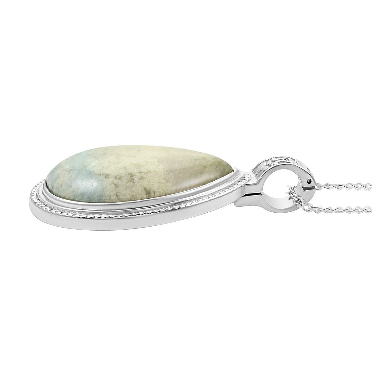 Aquamarine Quartz Drop Magnetic Pendant Necklace 18 Inches in Silvertone 22.40 ctw