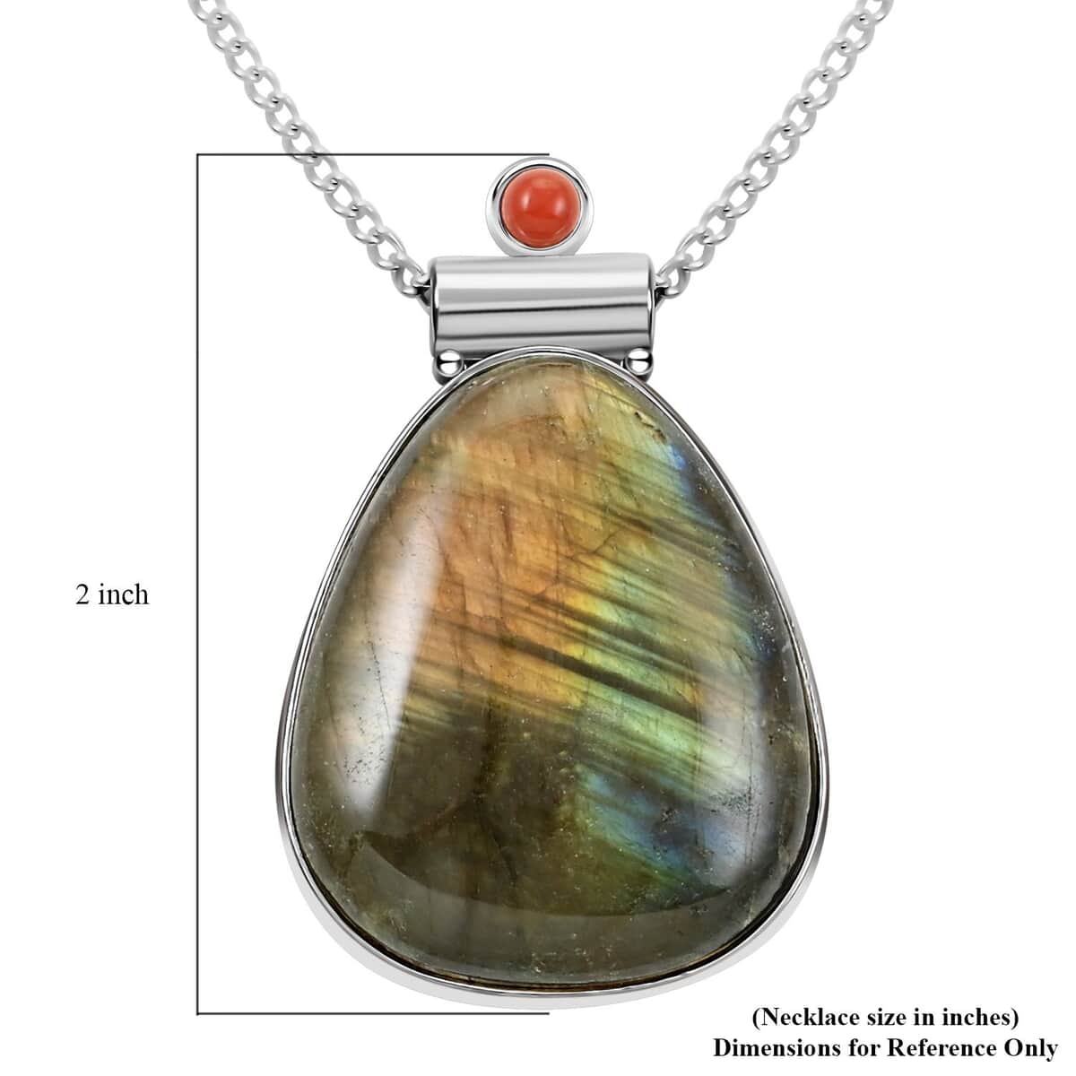 Labradorite, Agate Pendant Necklace (18 Inches) in Silvertone 13.60 ctw image number 5
