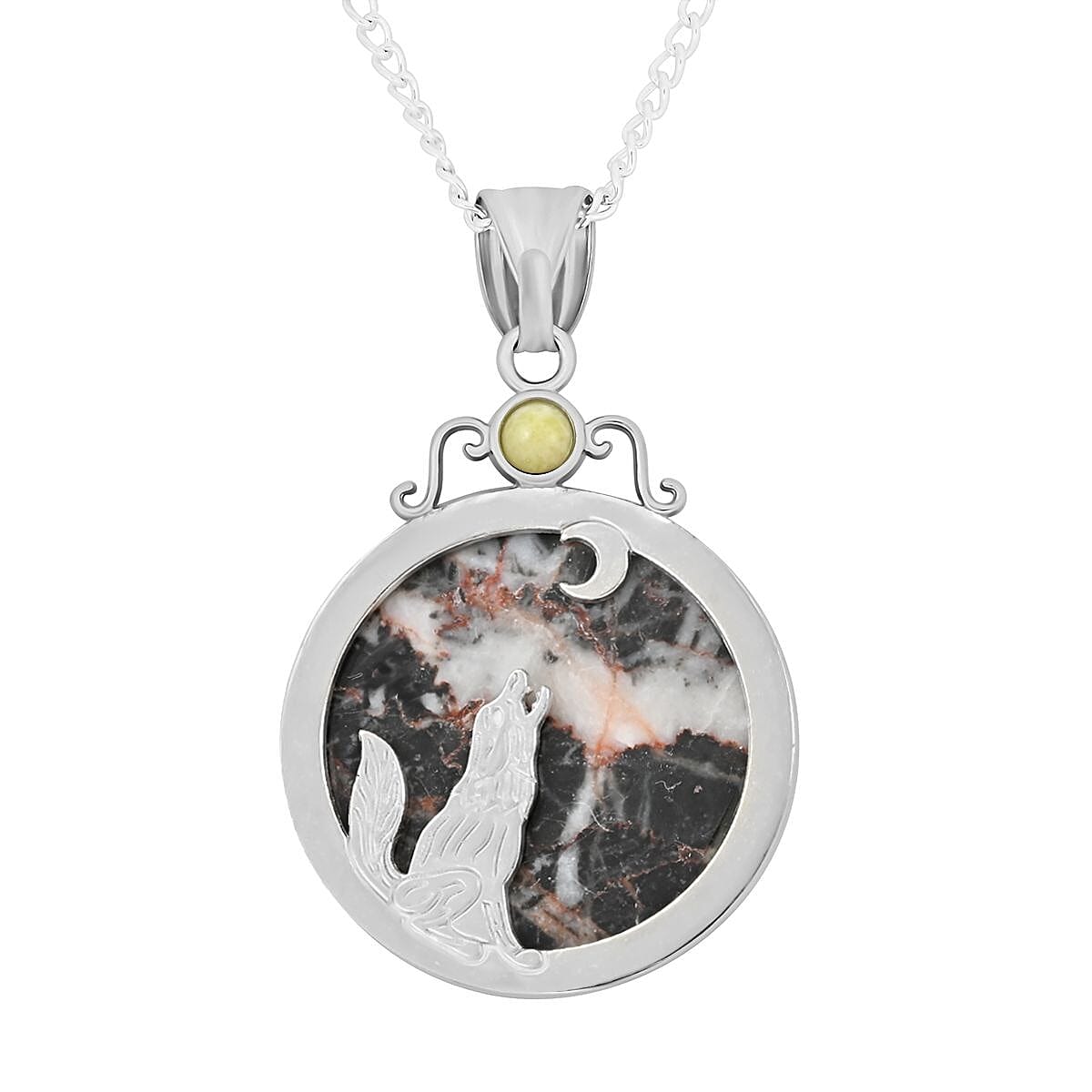 Matrix Jasper and Pineapple Jasper Pendant Necklace 18 Inches in Silvertone 11.10 ctw image number 4