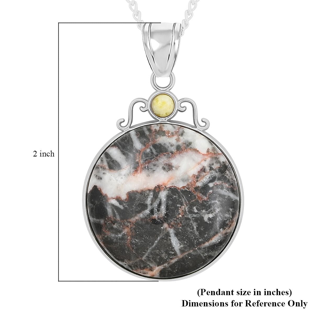 Matrix Jasper and Pineapple Jasper Pendant Necklace 18 Inches in Silvertone 11.10 ctw image number 6