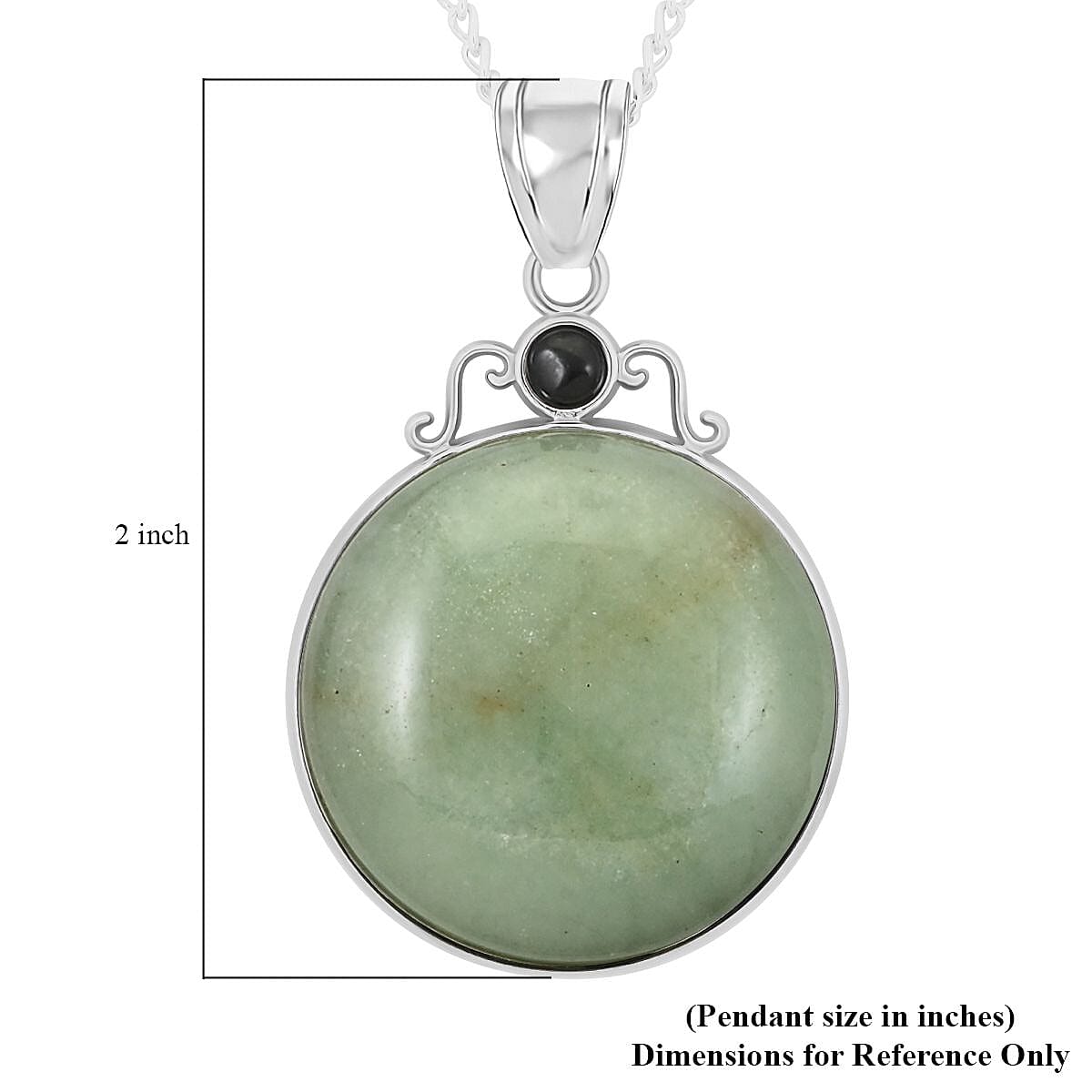 Green Aventurine and Obsidian Pendant Necklace 18 Inches in Silvertone 11.20 ctw image number 6