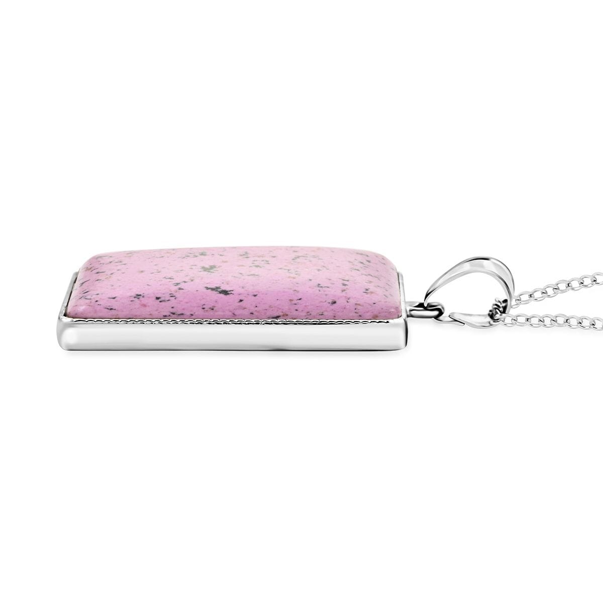 Violet Matrix Jasper Rectangular Pendant Necklace 18 Inches in Silvertone 20.40 ctw image number 3