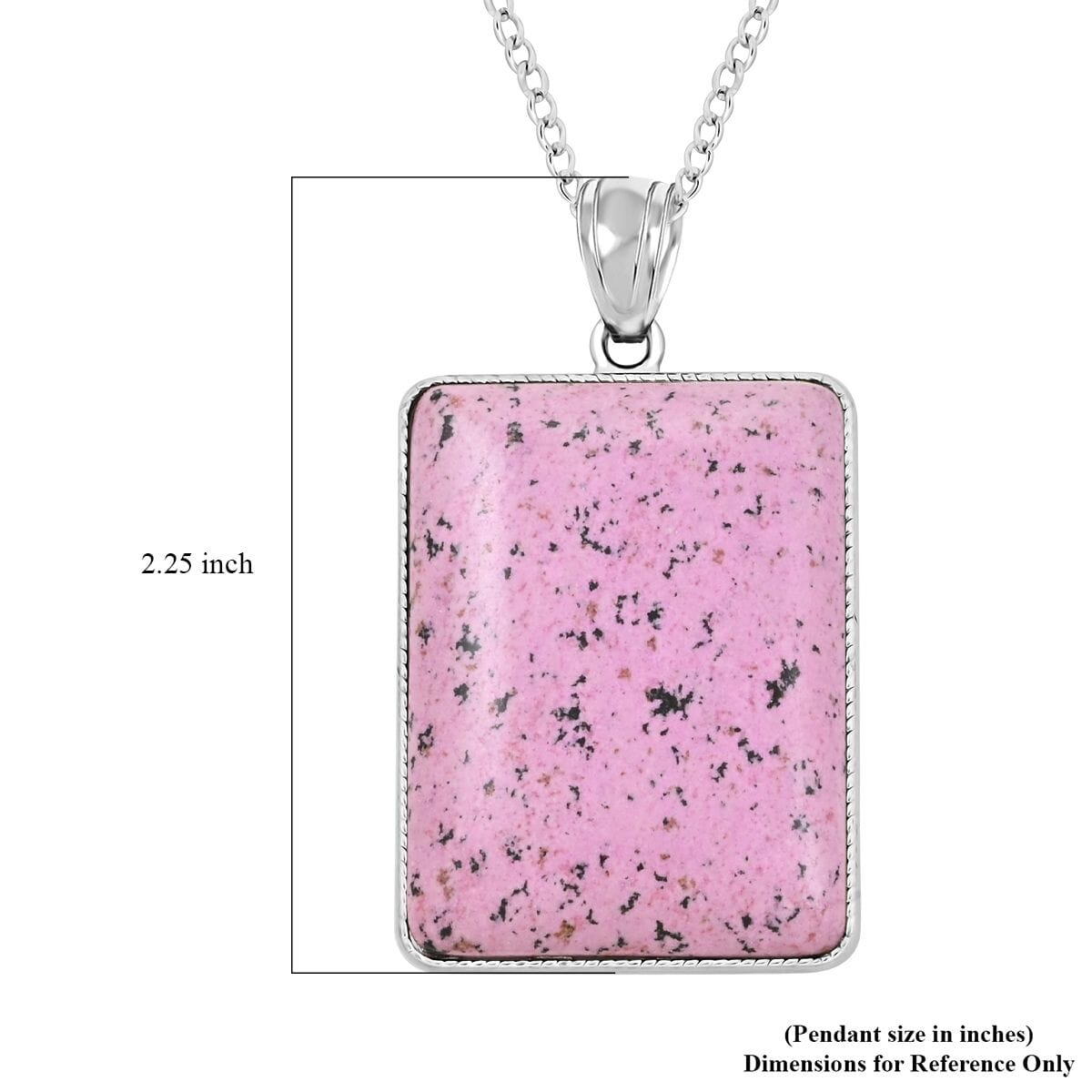 Violet Matrix Jasper Rectangular Pendant Necklace 18 Inches in Silvertone 20.40 ctw image number 5