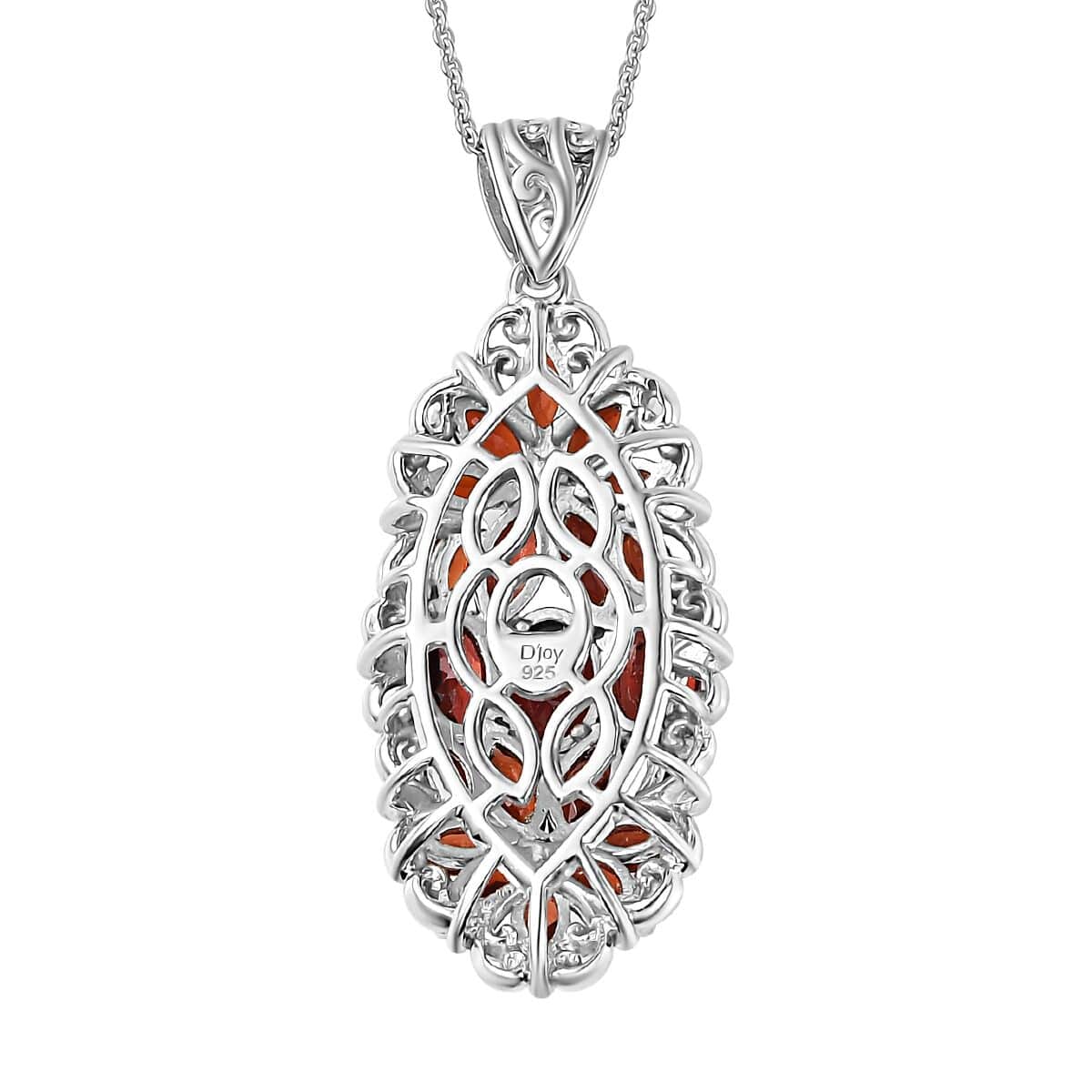 Mozambique Garnet Elongated Pendant Necklace 20 Inches in Platinum Over Sterling Silver 5.40 ctw image number 4