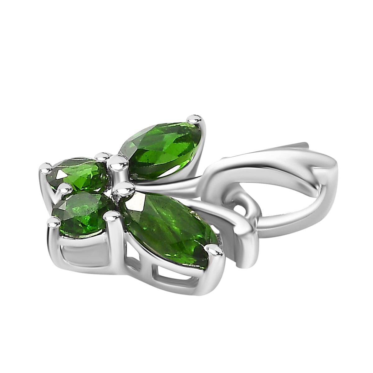 Chrome Diopside 1.68 ctw Fancy Pendant and Earring Set in Rhodium Over Sterling Silver