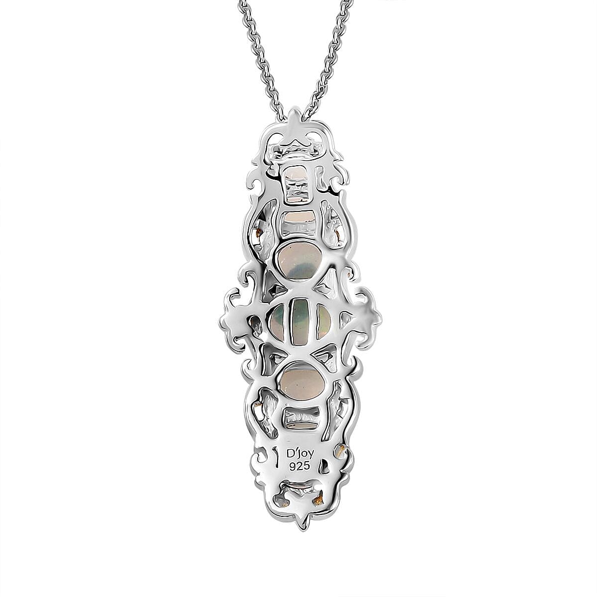 Premium Ethiopian Welo Opal Elongated Pendant Necklace 20 Inches in Vermeil YG and Platinum Over Sterling Silver 1.75 ctw