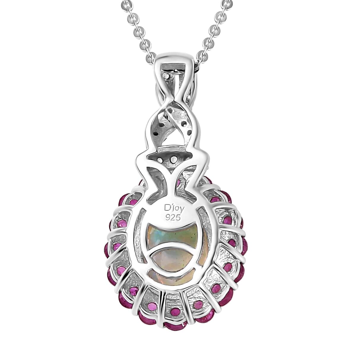 Premium Ethiopian Welo Opal and Multi Gemstone Infinity Halo Pendant Necklace 20 Inches in Platinum Over Sterling Silver 2.35 ctw image number 4