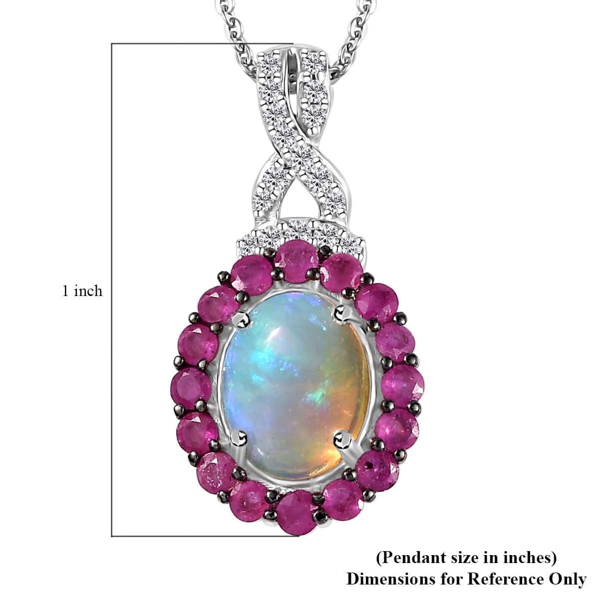 Premium Ethiopian Welo Opal and Multi Gemstone Infinity Halo Pendant Necklace 20 Inches in Platinum Over Sterling Silver 2.35 ctw image number 5