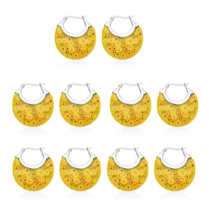 Set of 5 Yellow Murano Style Basket Earrings in Stainless Steel