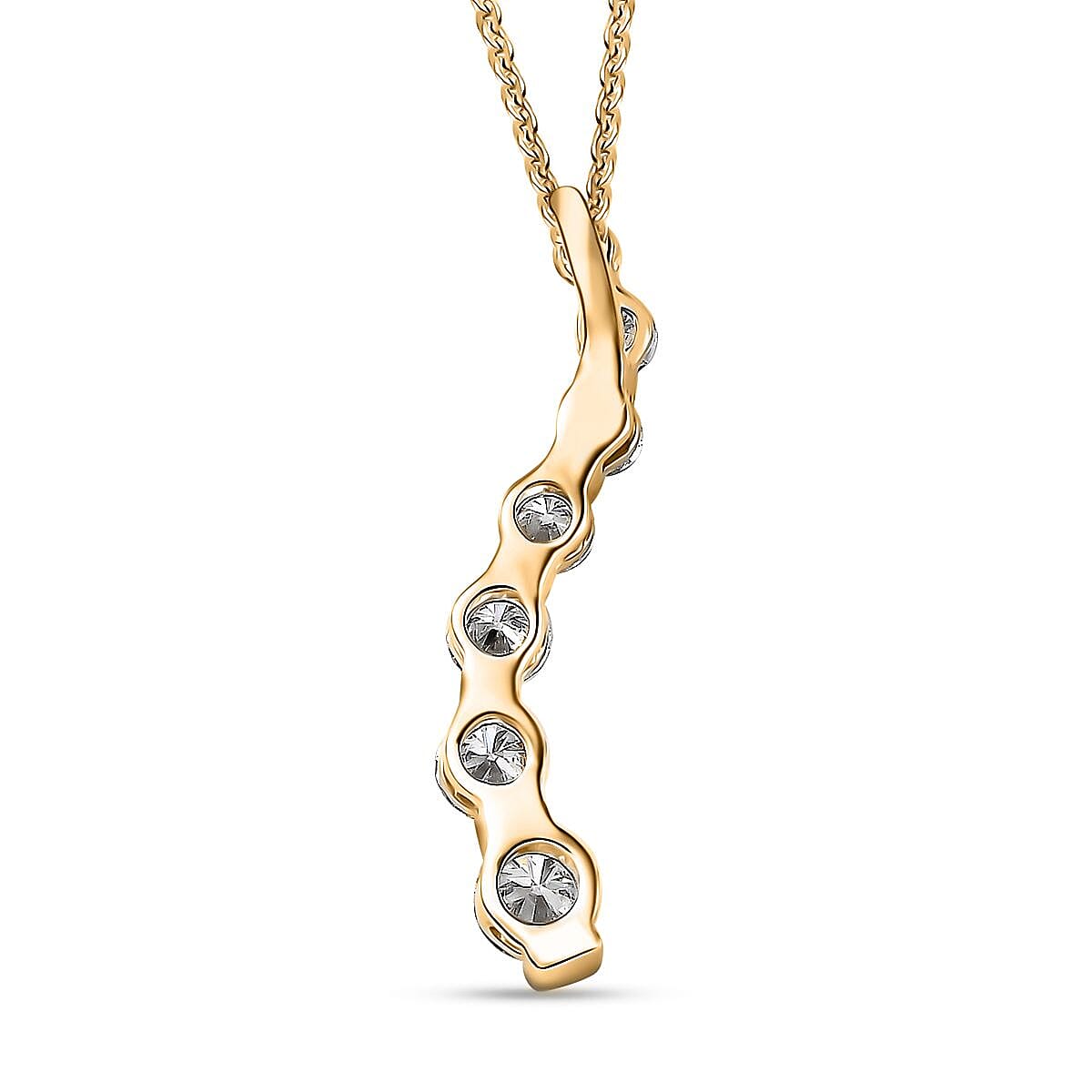 Moissanite Pendant in Vermeil Yellow Gold Over Sterling Silver with ION Plated YG Stainless Steel Necklace 20 Inches 1.20 ctw