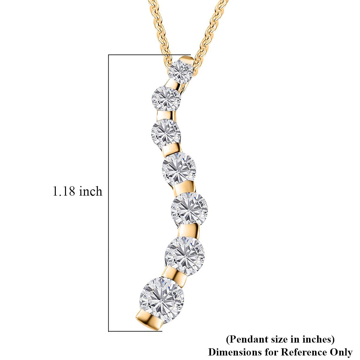 Moissanite Pendant in Vermeil Yellow Gold Over Sterling Silver with ION Plated YG Stainless Steel Necklace 20 Inches 1.20 ctw