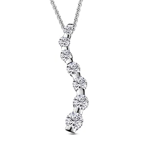 Moissanite Pendant Necklace 20 Inches in Platinum Over Sterling Silver 1.20 ctw